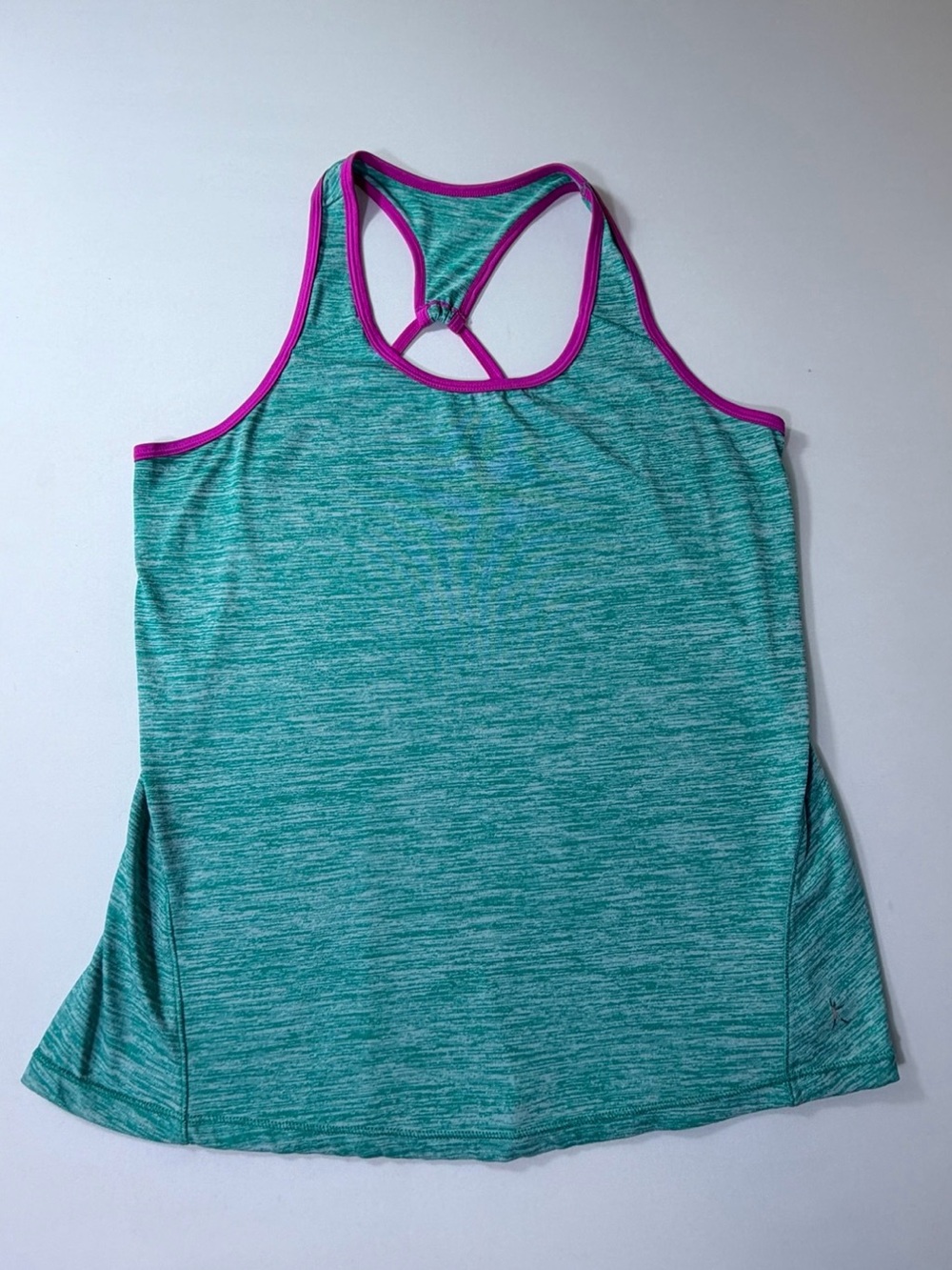 Danskin Teal Racerback Tank with Pink Trim Size Large